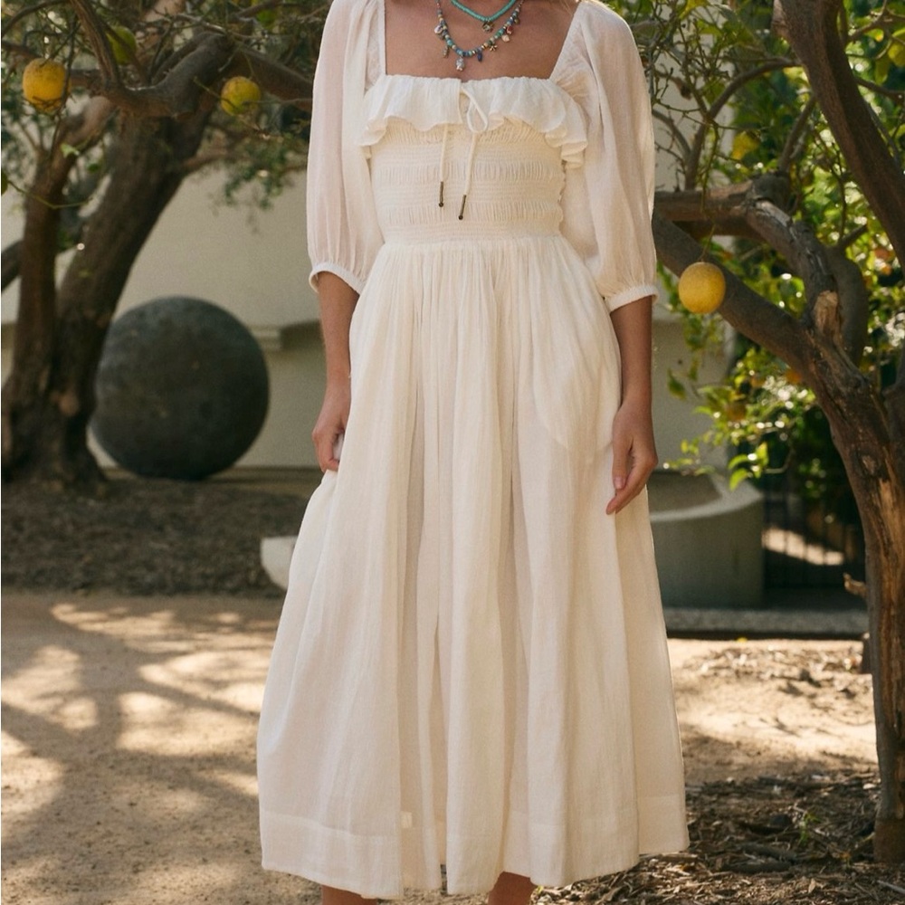 Free People Oasis Midi Dress in Beige